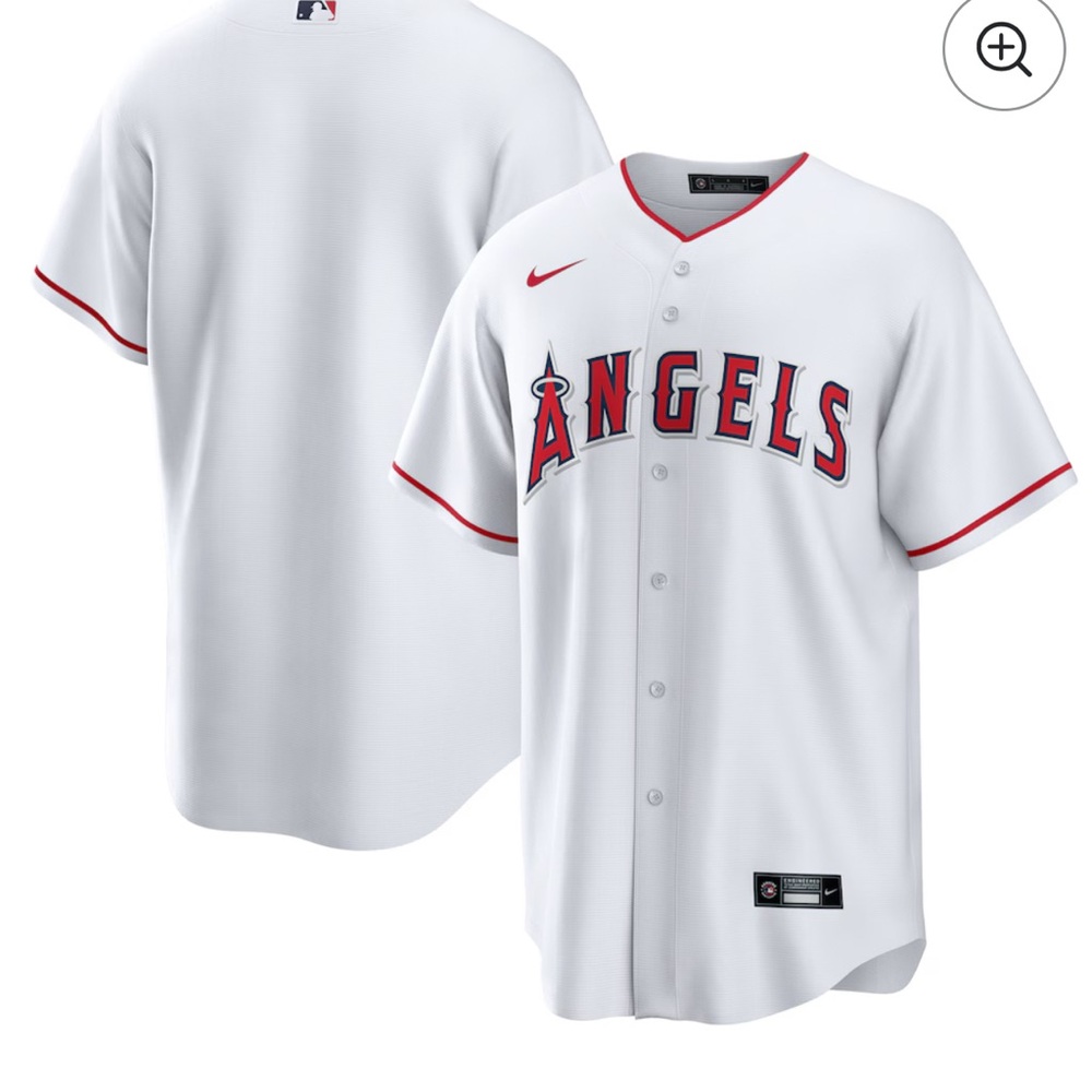 Nike White and Red Angels Jersey